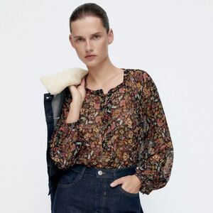 ZARA FLORAL PRINT BLOUSE